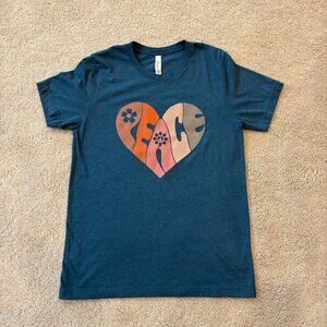 Bella Canvas "Peace" Heather Blue Short-Sleeve Top T-Shirt Medium